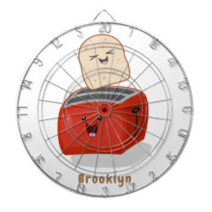 Cute kawaii toast en red toaster cartoon dartbord