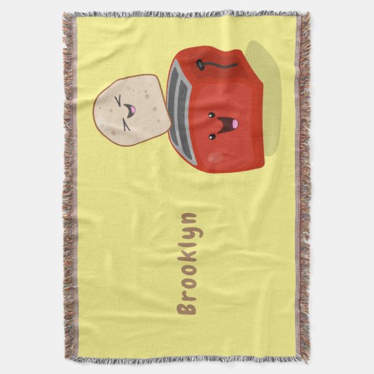 Cute kawaii toast en red toaster cartoon deken (Voorkant Verticaal)