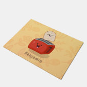 Cute kawaii toast en red toaster cartoon deurmat (Schuin)