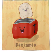Cute kawaii toast en red toaster cartoon douchegordijn (Voorkant)