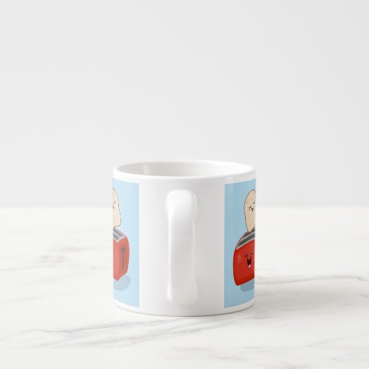 Cute kawaii toast en red toaster cartoon espresso kop (Achterkant)
