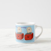 Cute kawaii toast en red toaster cartoon espresso kop (Rechts)