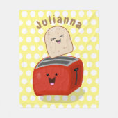 Cute kawaii toast en red toaster cartoon fleece deken (Voorkant)