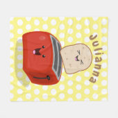 Cute kawaii toast en red toaster cartoon fleece deken (Voorkant (Horizontaal))