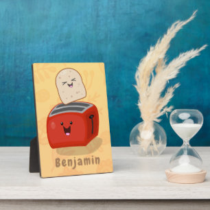 Cute kawaii toast en red toaster cartoon fotoplaat