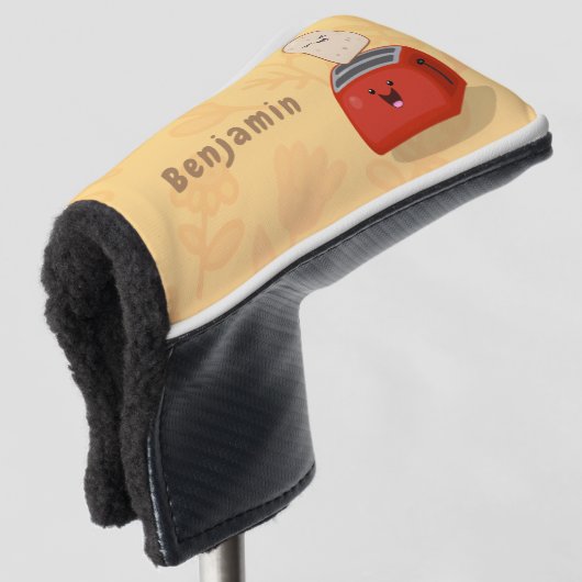 Cute kawaii toast en red toaster cartoon golfheadcover (3/4 voorkant)