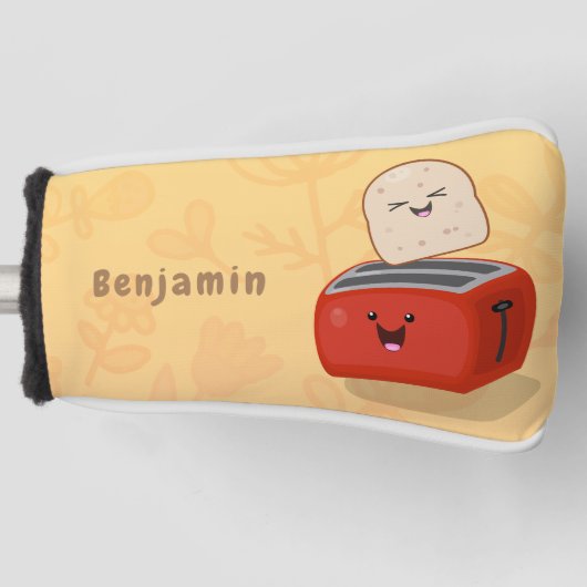 Cute kawaii toast en red toaster cartoon golfheadcover (Voorkant)