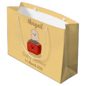 Cute kawaii toast en red toaster cartoon groot cadeauzakje (Achterkant Gekanteld)