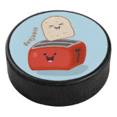 Cute kawaii toast en red toaster cartoon hockey puck (3/4)