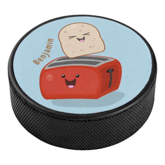 Cute kawaii toast en red toaster cartoon hockey puck (3/4)
