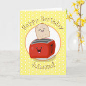 Cute kawaii toast en red toaster cartoon kaart (Gele Bloem)