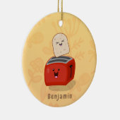 Cute kawaii toast en red toaster cartoon keramisch ornament (Rechts)