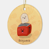 Cute kawaii toast en red toaster cartoon keramisch ornament (Links)