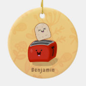 Cute kawaii toast en red toaster cartoon keramisch ornament (Achterkant)