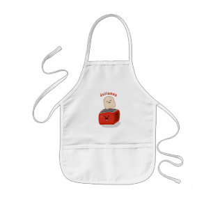 Cute kawaii toast en red toaster cartoon kinder schort