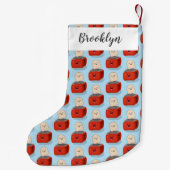 Cute kawaii toast en red toaster cartoon kleine kerstsok (Achterkant)