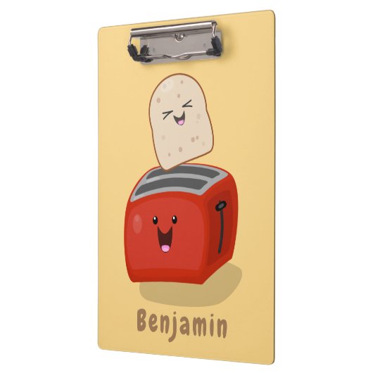 Cute kawaii toast en red toaster cartoon klembord (Links)