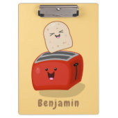 Cute kawaii toast en red toaster cartoon klembord (Voorkant)