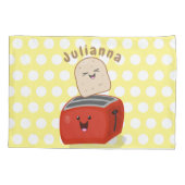Cute kawaii toast en red toaster cartoon kussensloop (Achterkant)