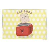 Cute kawaii toast en red toaster cartoon kussensloop (Voorkant)