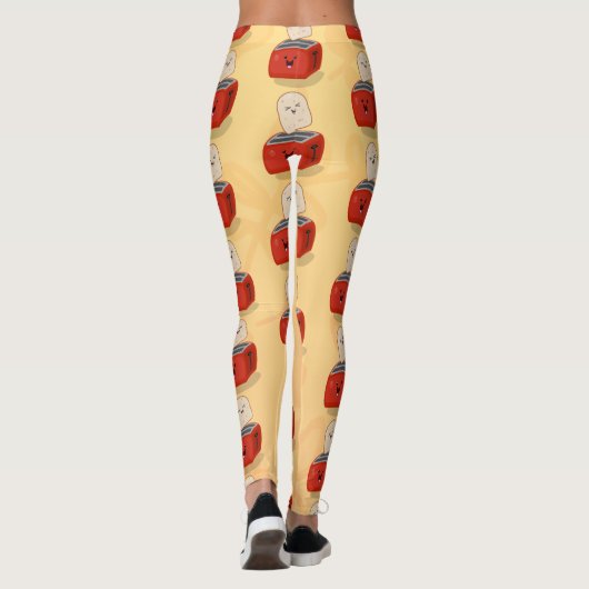 Cute kawaii toast en red toaster cartoon leggings (Achterkant)