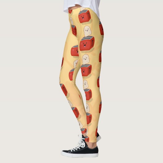 Cute kawaii toast en red toaster cartoon leggings (Links)
