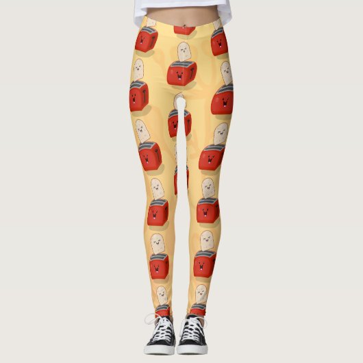 Cute kawaii toast en red toaster cartoon leggings (Voorkant)