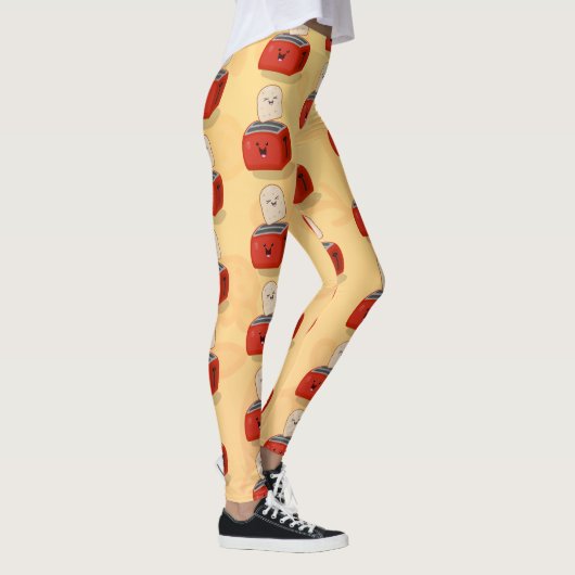 Cute kawaii toast en red toaster cartoon leggings (Rechts)