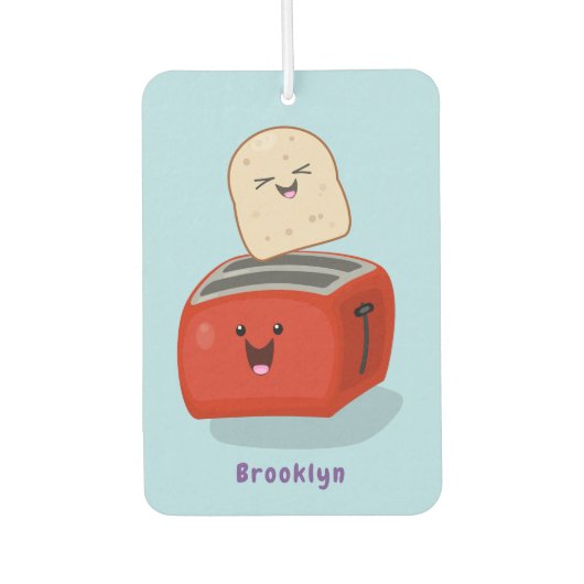 Cute kawaii toast en red toaster cartoon luchtverfrisser (Voorkant)