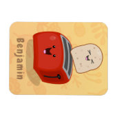Cute kawaii toast en red toaster cartoon magneet (Horizontaal)