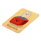 Cute kawaii toast en red toaster cartoon magneet (Linkerzijde)