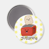 Cute kawaii toast en red toaster cartoon magneet (Voorkant / Achterkant)