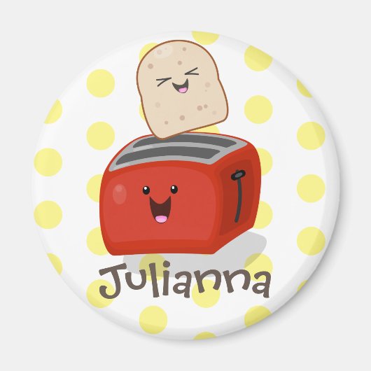 Cute kawaii toast en red toaster cartoon magneet (Voorkant)