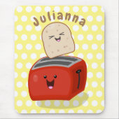 Cute kawaii toast en red toaster cartoon muismat (Voorkant)