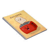 Cute kawaii toast en red toaster cartoon notitieboek (Rechterzijde)