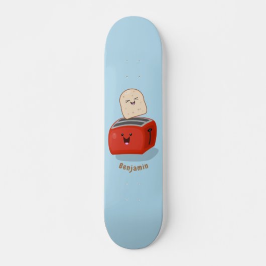 Cute kawaii toast en red toaster cartoon persoonlijk skateboard (Voorkant)