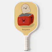 Cute kawaii toast en red toaster cartoon pickleball paddle (Voorkant)