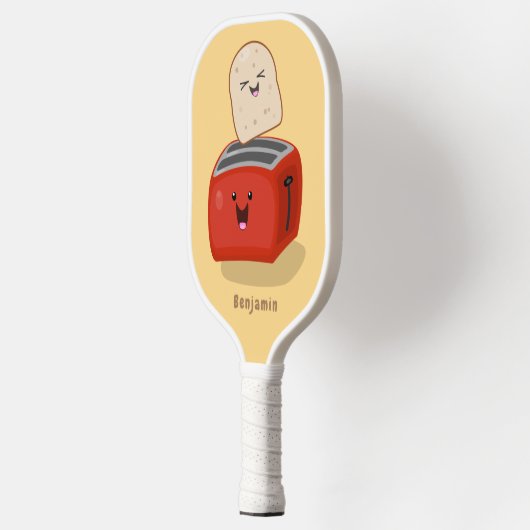 Cute kawaii toast en red toaster cartoon pickleball paddle (Links)