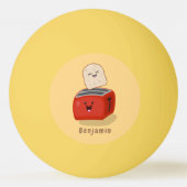 Cute kawaii toast en red toaster cartoon pingpongbal (Achterkant)