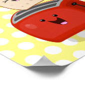 Cute kawaii toast en red toaster cartoon poster (Hoek)