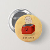 Cute kawaii toast en red toaster cartoon ronde button 5,7 cm (Voorkant /achterkant)