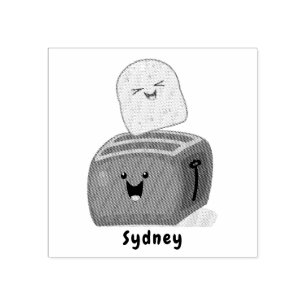 Cute kawaii toast en red toaster cartoon rubberstempel