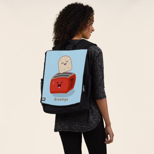 Cute kawaii toast en red toaster cartoon rugtassen (Gedragen)