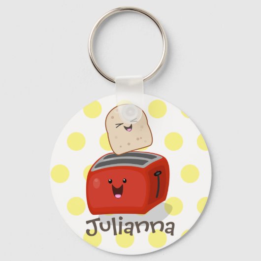 Cute kawaii toast en red toaster cartoon sleutelhanger (Voorkant)