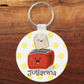 Cute kawaii toast en red toaster cartoon sleutelhanger (Voorkant)