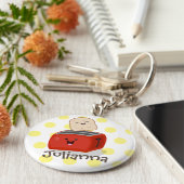 Cute kawaii toast en red toaster cartoon sleutelhanger (Zijkant)