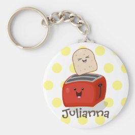 Cute kawaii toast en red toaster cartoon sleutelhanger