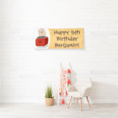 Cute kawaii toast en red toaster cartoon spandoek (Insitu)
