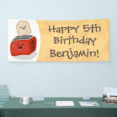 Cute kawaii toast en red toaster cartoon spandoek (Beurs)