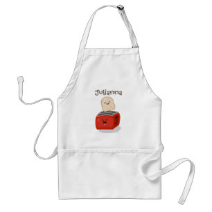Cute kawaii toast en red toaster cartoon standaard schort